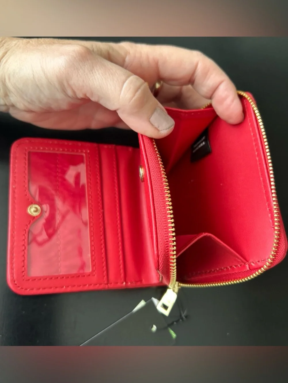 Badgley Mischka Red Card & Coin Purse Zip Around wallet Logo NWT MSRP 49.00